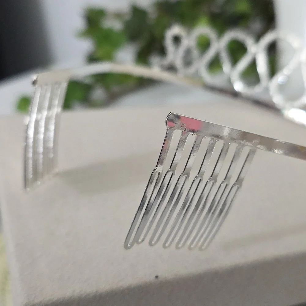 Silver Clear Rhinestone Sweet 16 Tiara with Side Combs